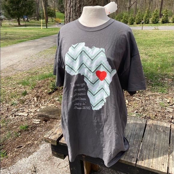 CUSTOM INK AWARENESS TSHIRT XL GREY SHORT SLEEVE PROVERBS 24: 11-12 - Picture 1 of 8